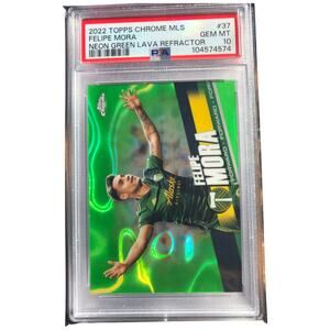 2022 Topps Chrome MLS Neon Green Lava #37 Felipe Mora /99 PSA 10 Timbers